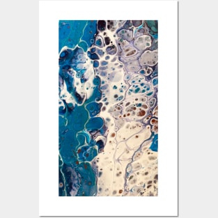 Blue sea fluid acrylic pour Posters and Art